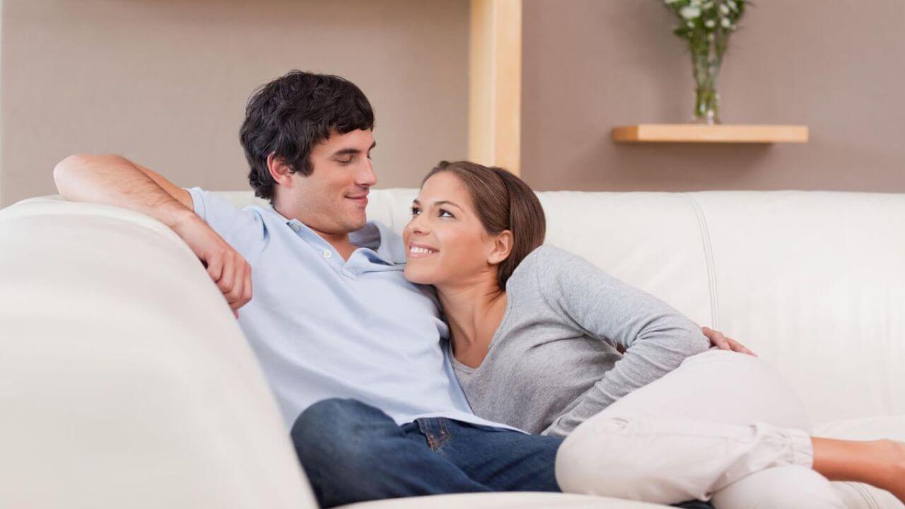 Couple On The Couch In Love