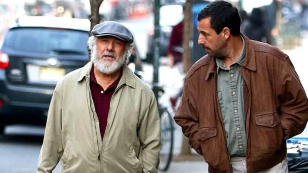 Dustin Hoffman and Adam Sandler in The Meyerowitz Stories