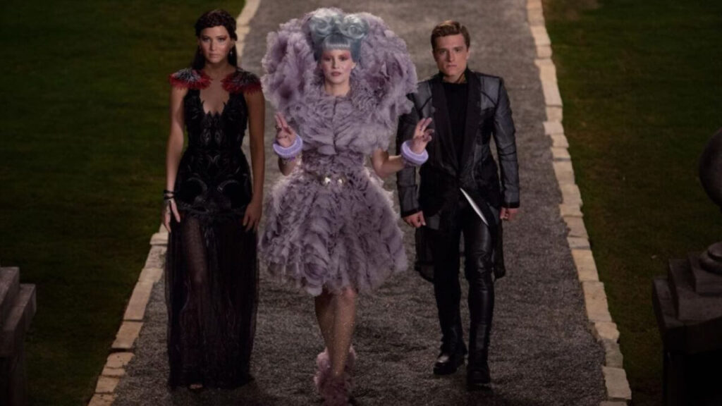 Elizabeth Banks, Josh Hutcherson, and Jennifer Lawrence in The Hunger Games Catching Fire