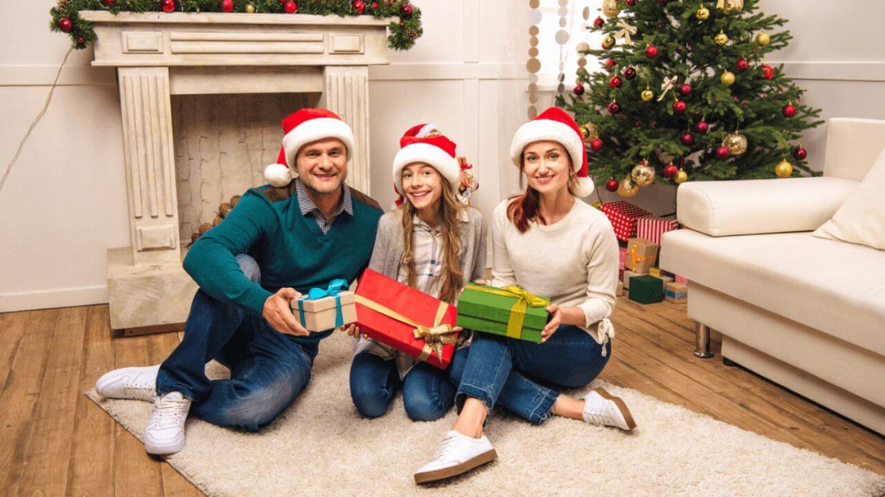 Family With Christmas Gifts