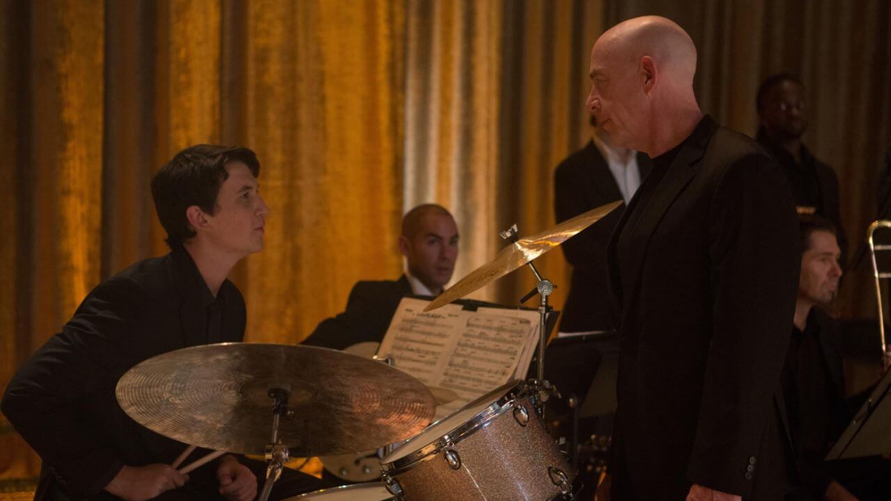 J.K. Simmons and Miles Teller in Whiplash (2014)