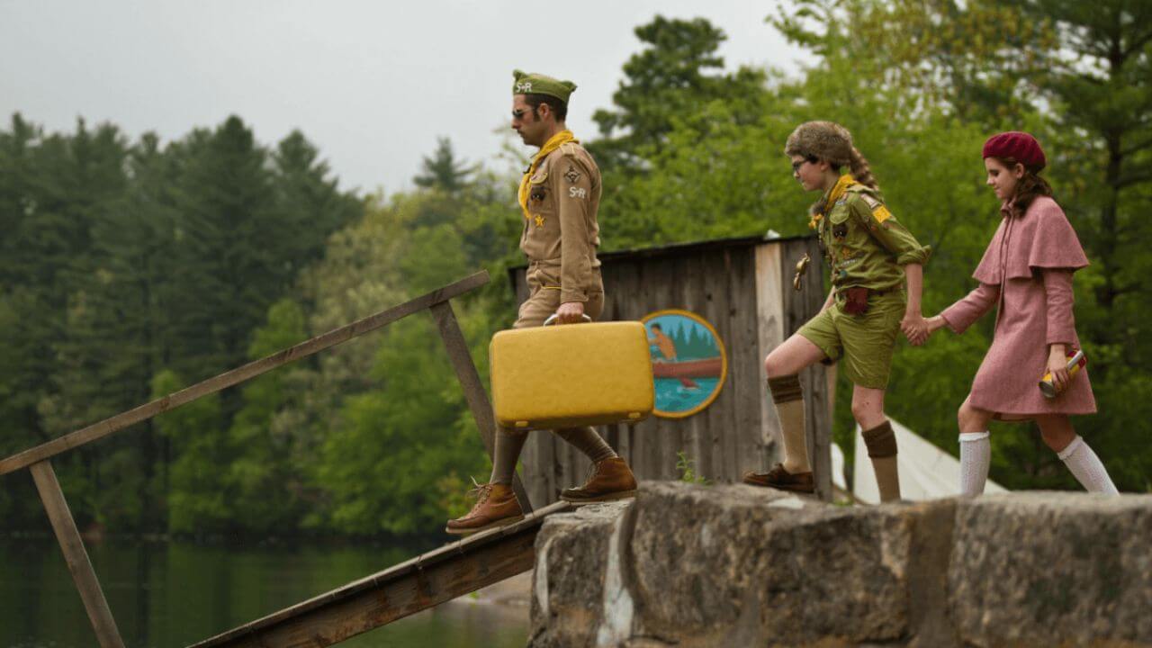 Jason Schwartzman, Jared Gilman, and Kara Hayward in Moonrise Kingdom