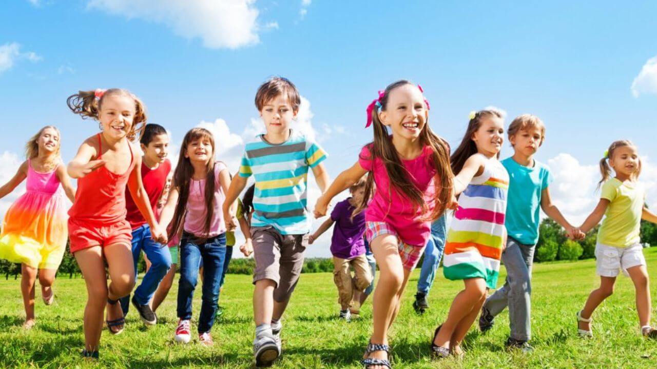 Kids Playing Outside in the Field