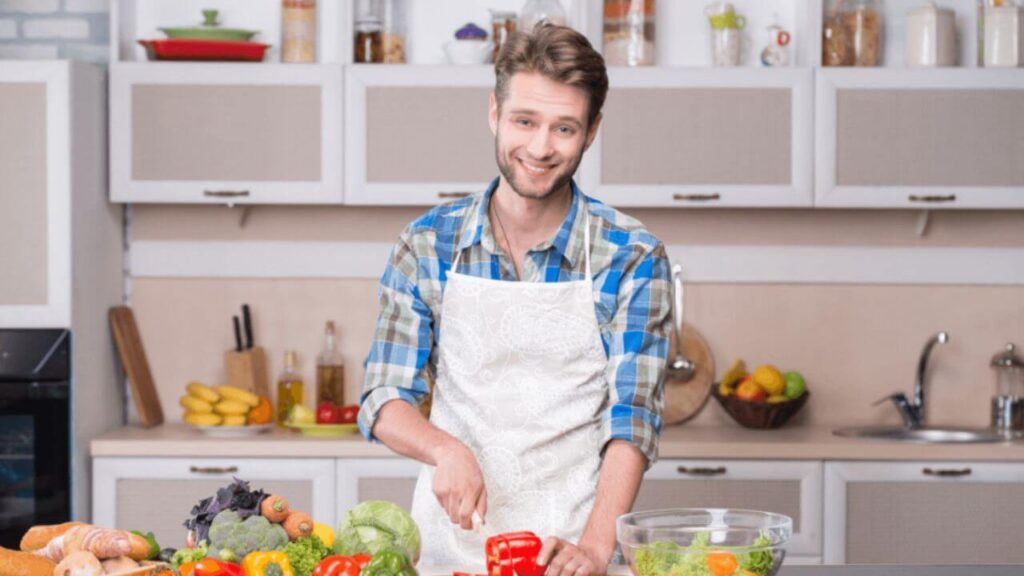 Man Cooking Kitchen Preparing Food