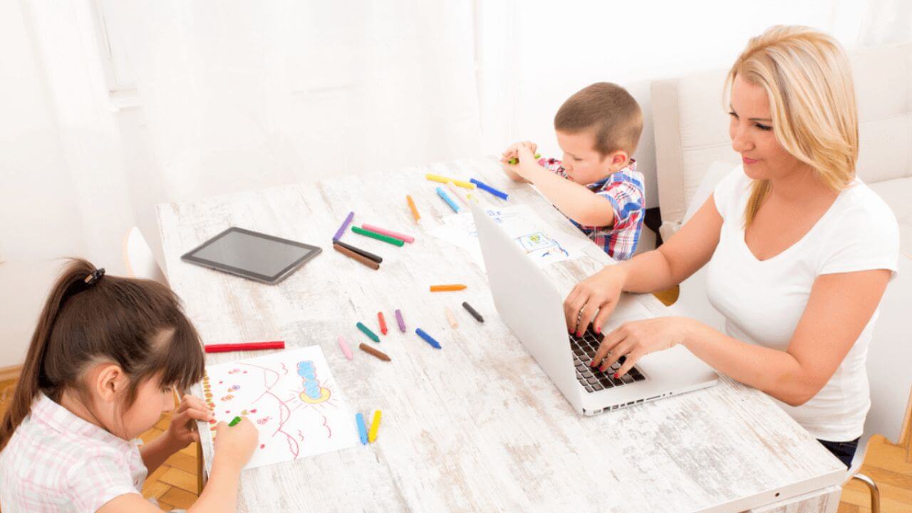 Mother and Kids With Activities at Home