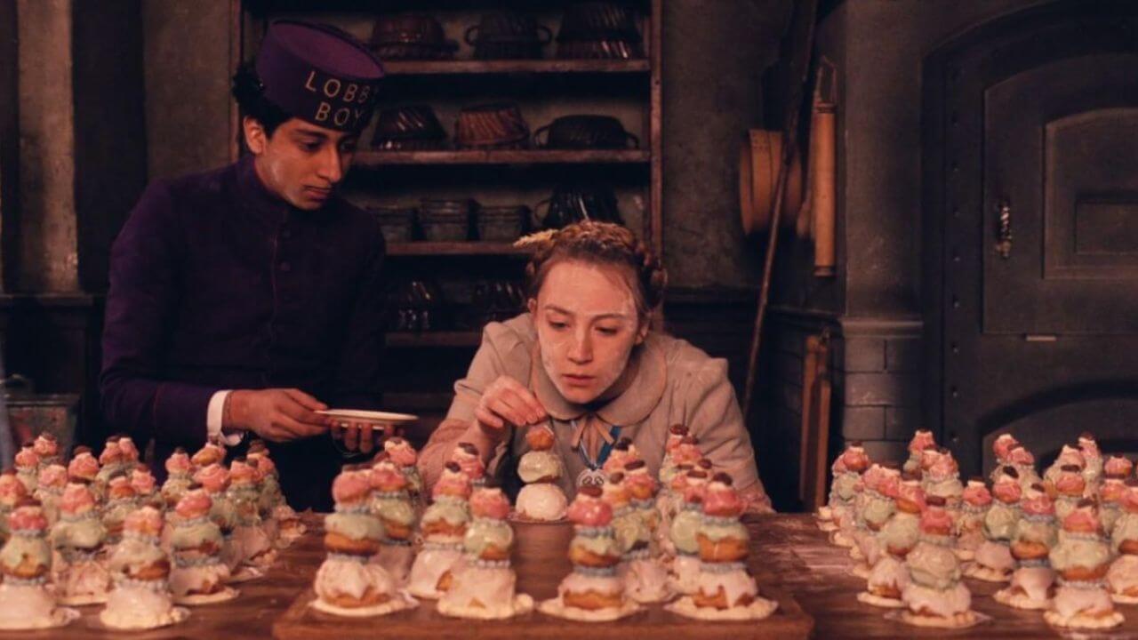 Saoirse Ronan and Tony Revolori in The Grand Budapest Hotel